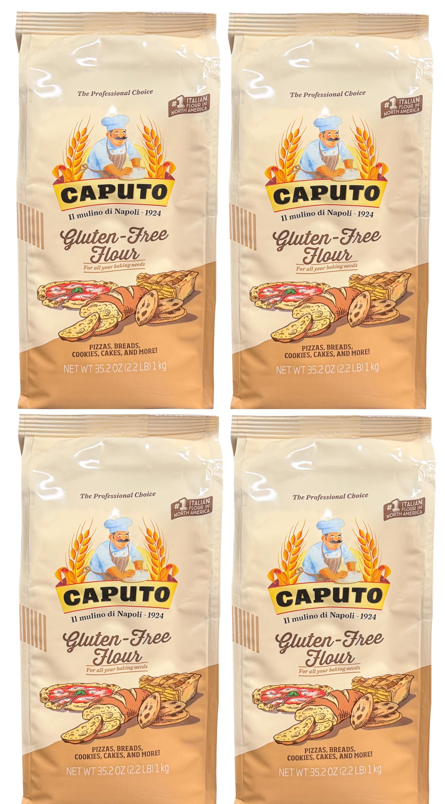 Antico Molino Napoli Antimo Caputo Pizza Flour, Gluten Free, 2.2 Pound (Pack of 4)