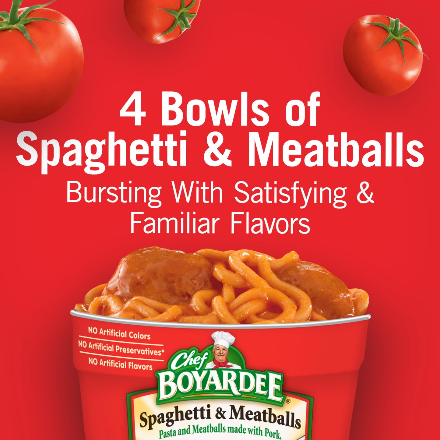 Chef Boyardee Spaghetti & Meatballs, Microwave Meal, 7.5 oz. 4-Count