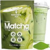 Sweetened Matcha Latte Mix, 4 oz, Matcha Green Tea Powder with Cane Sugar, Hot or Iced Matcha Latte Drink Mix, Resealable Bag
