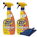Zep Plus Bathroom Foaming Cleaner 32 oz (2 Units) with a Blue Microfiber Rag ECBD021 - Fight Soap Scum and Hard Water with our powerful Bathroom