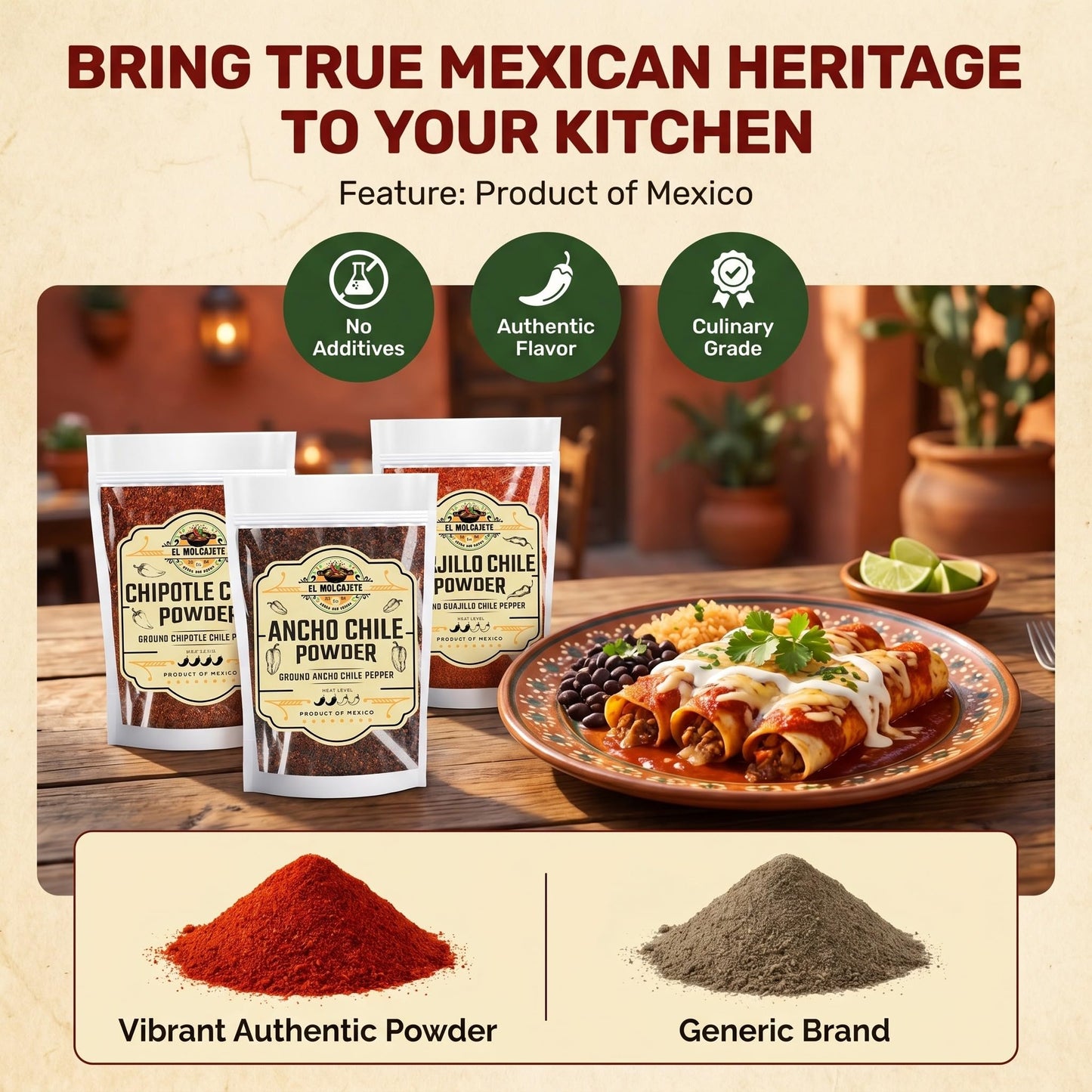 Chile Powder Ancho, Guajillo, Chipotle Variety Pack (4oz Each) - Dry Chili Pepper Powders for Traditional Mexican Cooking, Bold Flavors for Sauces