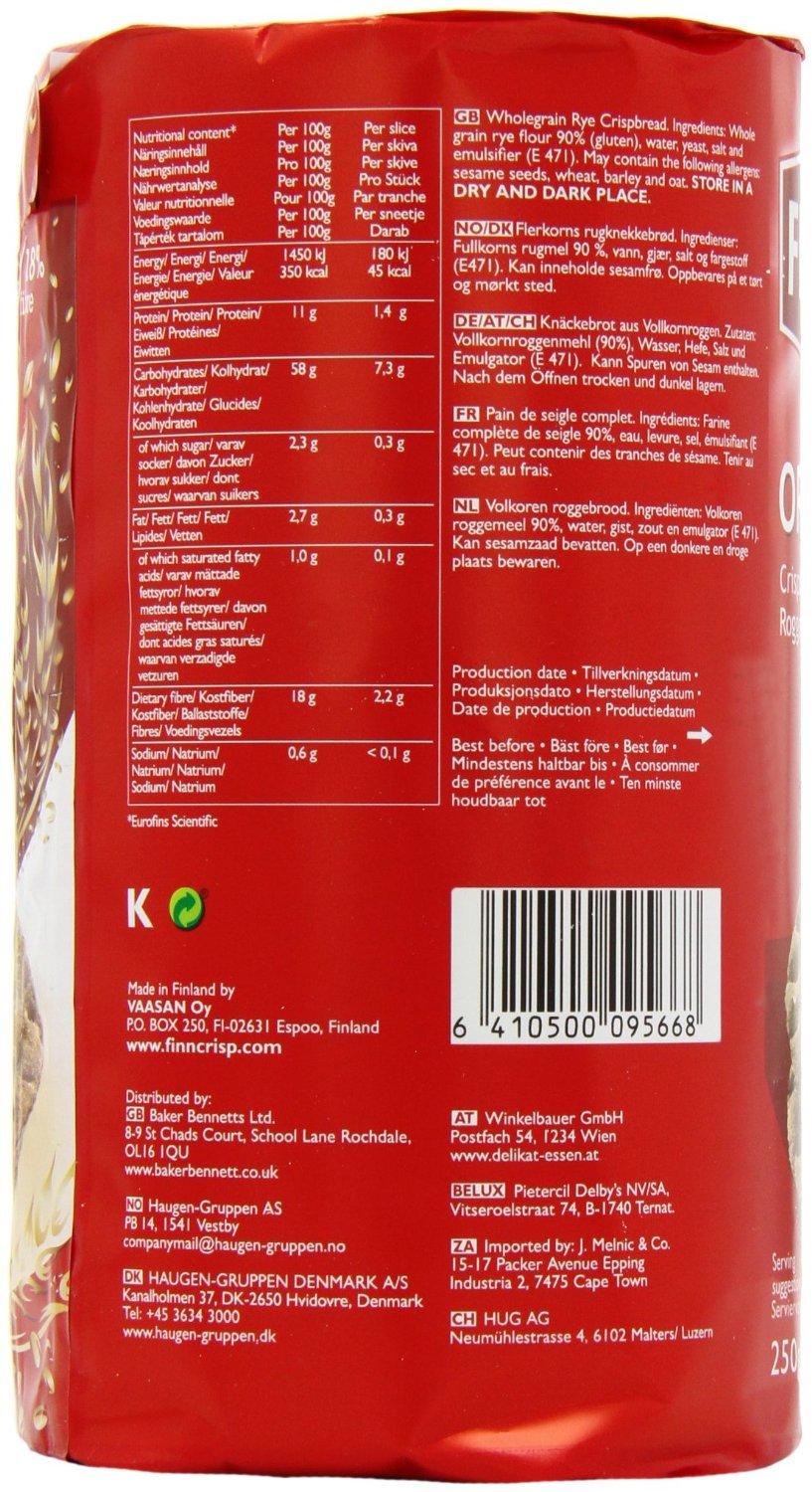 (2 Pack) - Finn Crisp - Orig Rye Crispbread | 250g | 2 PACK BUNDLE