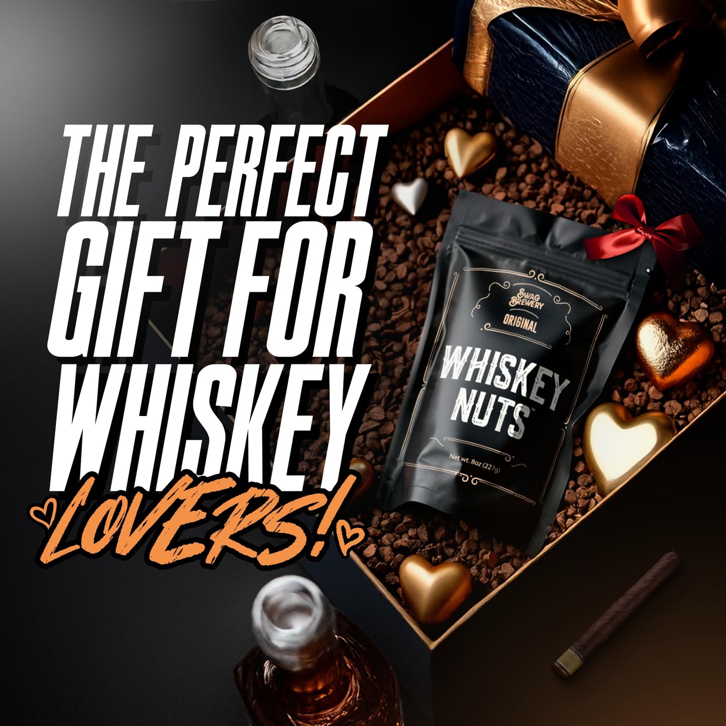Whiskey Nuts - Gourmet Mix of Slightly Sweet and Salty Almonds, Peanuts, Corn Nuts, & Honey Roasted Sesame Sticks That Brings Out The Flavor