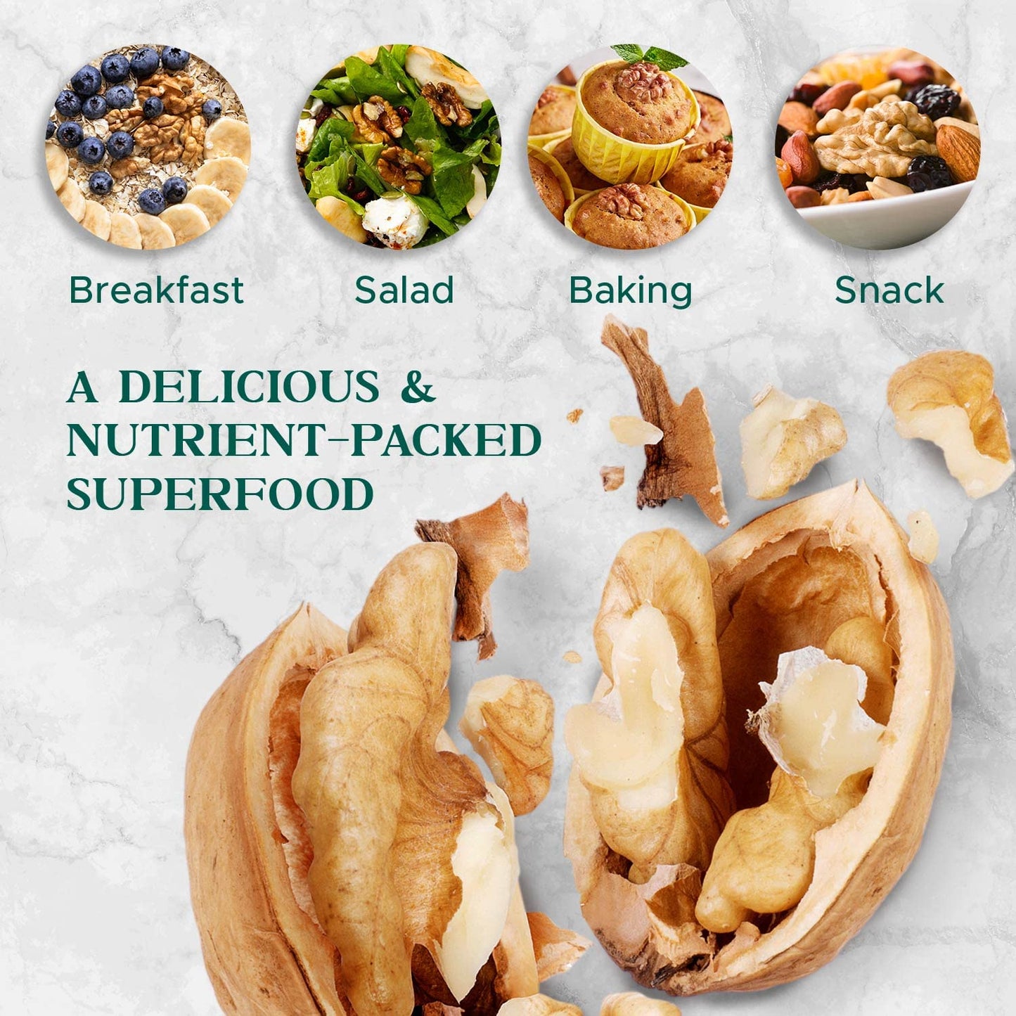 Premium Raw Walnut Halves & Pieces 48oz (3 lb) - 100% Natural, No-PPO, Non-GMO, Batch-Tested Gluten & Peanut Free, Kosher, Small Batch Quality