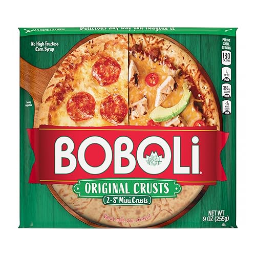 (Twin Pack) Boboli 8" Original Mini Pizza Crusts, 2 individual packs, (4.5 oz each), Ready-made Plain Cooked Pizza Dough, 9 oz Bag