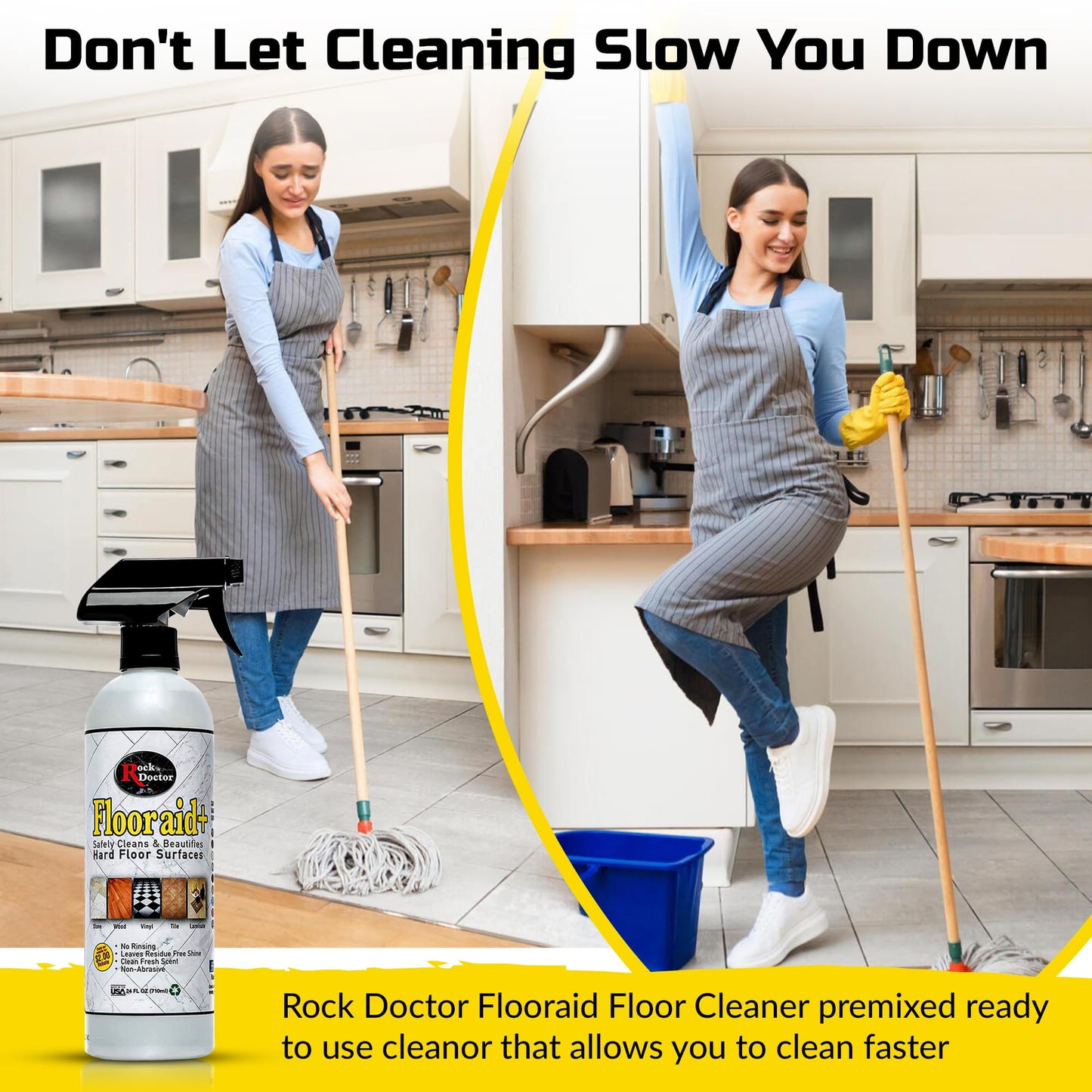 Flooraid+ Hard Floor Cleaner, Multi-Surface Formula for Tile, Stone, Laminate, and Granite, 24 oz, Cleaning 1 Pk