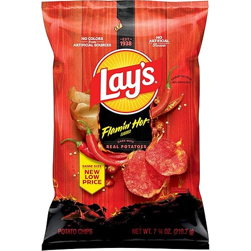 Lay's Potato Chips, Flamin' Hot Flavored Snacks, 7.75oz Bag
