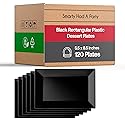 Smarty Had A Party Elegant Disposable Plastic Dessert Plates 120 Pcs - Rectangle Black Salad Appetizer Plate Bulk for Wedding, Birthday, All Occasions