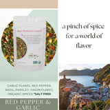 Organic Red Pepper & Garlic Seasoning, Bold & Delicious Italian Blend with a Zing, Perfect For Pasta, Pizza & Chicken Recipes, 16 ounce, The Spice Hut