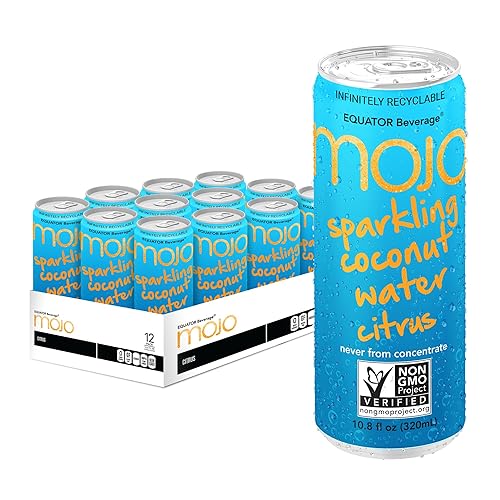 MOJO Sparkling Coconut Water Citrus | Hydration Drink & Sports Drink | Electrolytes | Vitamin B & C | Hydration Drink for Skin & Body | 10.8 Oz (Pack