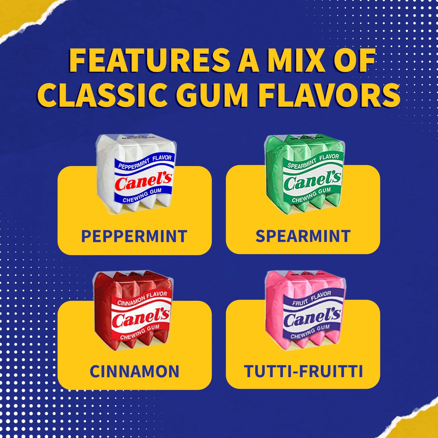 Canel’s Assorted Chewing Gum, 4 Piece Packs in Original Flavors, for Parties and Candy Bars, 60 Count (Pack of 1)