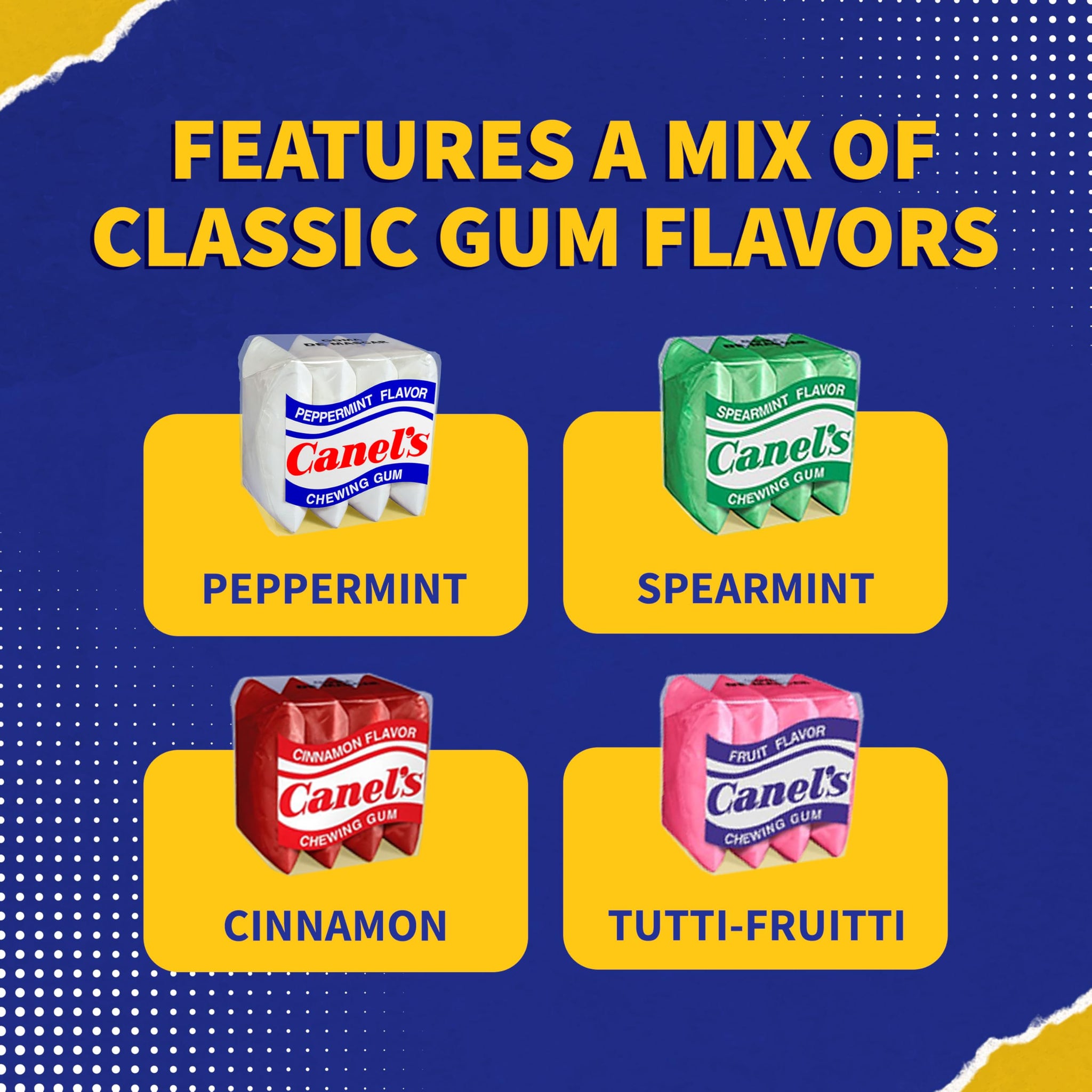 Canel’s Assorted Chewing Gum, 4 Piece Packs in Original Flavors, for Parties and Candy Bars, 60 Count (Pack of 1)