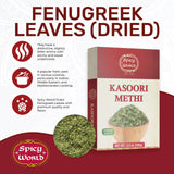 Spicy World Dried Fenugreek Leaves (Kasoori Methi) 3.5oz Box (100g) - All Natural | Vegan | Gluten Friendly | NON-GMO | Indian