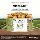 Belmont Peanuts Gourmet Sea-Salted Mixed Nuts, 18 oz (1 Pack) - Cashews, Almonds, Pecans, Filberts, Pistachios - Only 7 Simple Ingredients, No