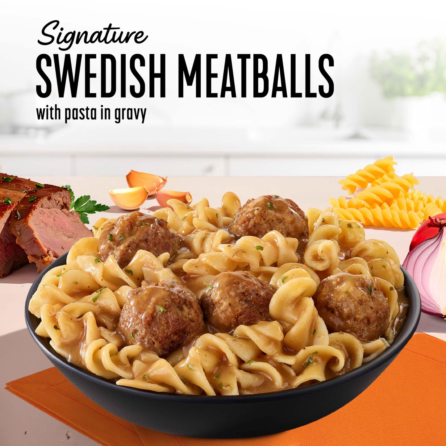 Lean Cuisine Frozen Meal Swedish Meatballs, Protein Kick Microwave Meal, Microwave Swedish Meatball Dinner, Frozen Dinner for One