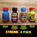 Xtreme Heat Hot Sauce Bottles Gourmet Gift Set Travel Size - 4 Pack - Try if you dare! - Perfect Gourmet Christmas Gifts for the Hot Sauce Fan