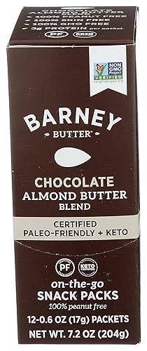 Barney Butter Almond Butter Snack Packs, Chocolate, 0.6 Ounce (Pack of 12), Skin-Free Almonds, Non-GMO, Gluten Free, Keto, Paleo, Vegan