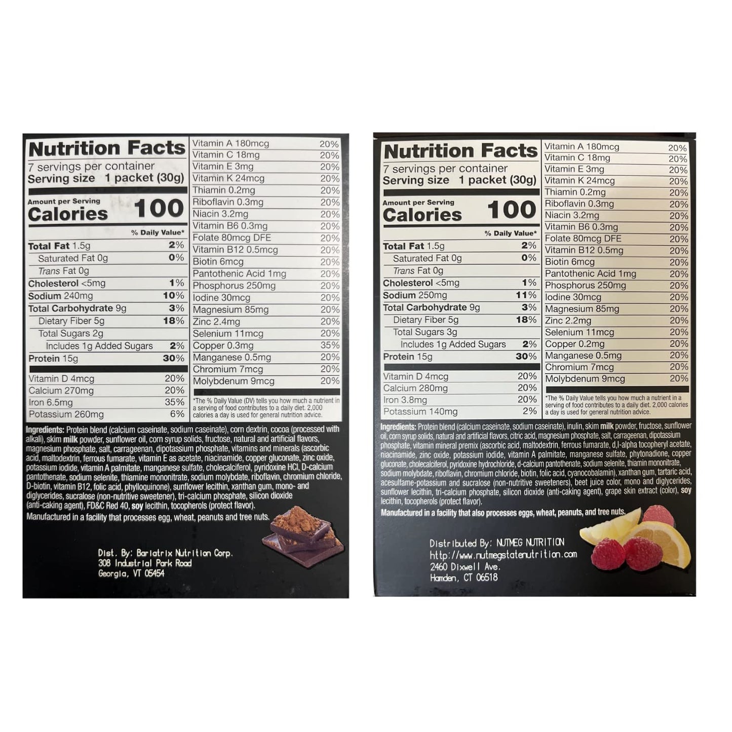 PROTIFIT - High Protein Dark Chocolate & Lemon Raspberry Pudding & Shake Mix 2 Pack, 15g Protein, Low Calorie, Low Fat, Low Carb, Aspartame Free, Idea