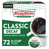 Krispy Kreme Classic Decaf, Single-Serve Keurig K-Cup Pods, Medium Roast Coffee Pods, 72 Count