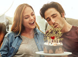 AHAORAY Happy Birthday My Love Cake Topper - Gold Glitter 'My Love' Birthday Party Cake Decoration - Lover Cake Topper with Heart for Wife, Husband
