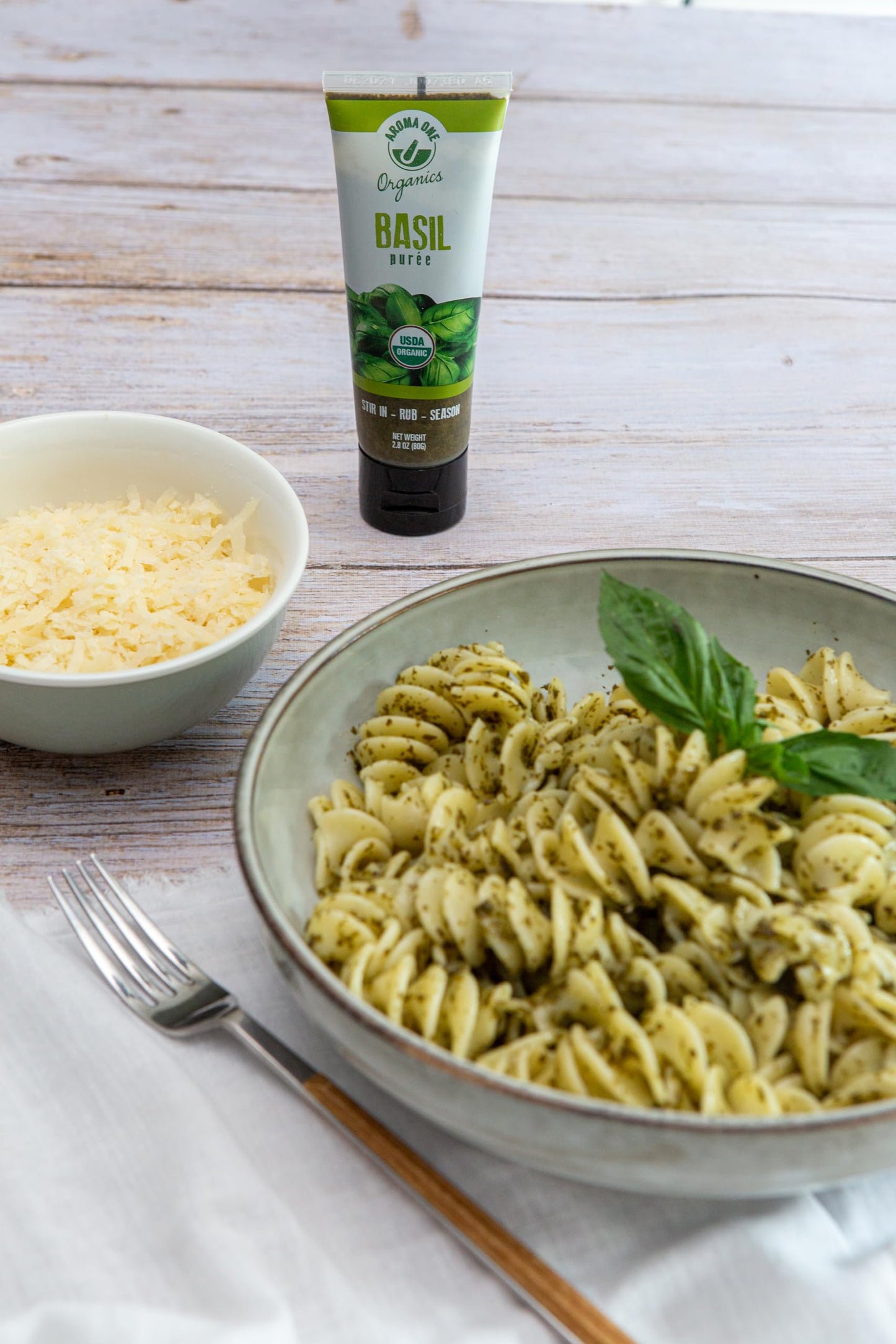 Aroma One Basil Puree Paste - Organic Herb Concentrate for Cooking, Seasoning & Sauces - Fresh Flavor Enhancer, Non-GMO, Gluten-Free, Vegan - Easy