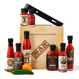 Man Crates, Gourmet Hot Sauce Gift Set for Men - 8-Pack Sampler with Mild to Extreme Ghost Pepper Flavors - Unique Hot Sauce Challenge Gift for Dad