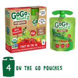 GoGo squeeZ Organic Applesauce, Apple Strawberry, 3.2 Ounce (4 Pouches), Gluten Free, Vegan Friendly, Unsweetened Applesauce, Recloseable, BPA Free