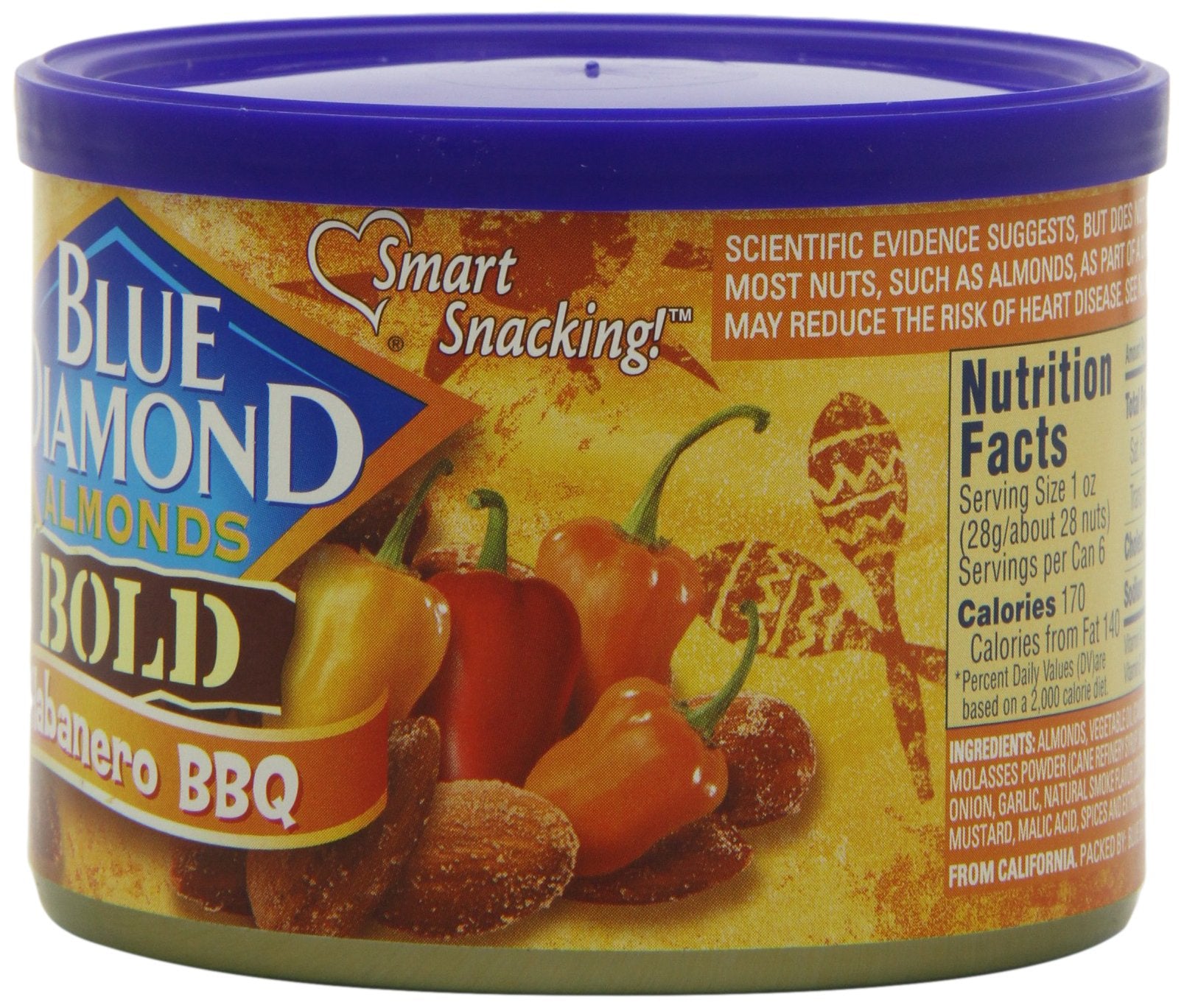 Blue Diamond Almonds BOLD Habanero BBQ, 6-Ounce (Pack of 6)