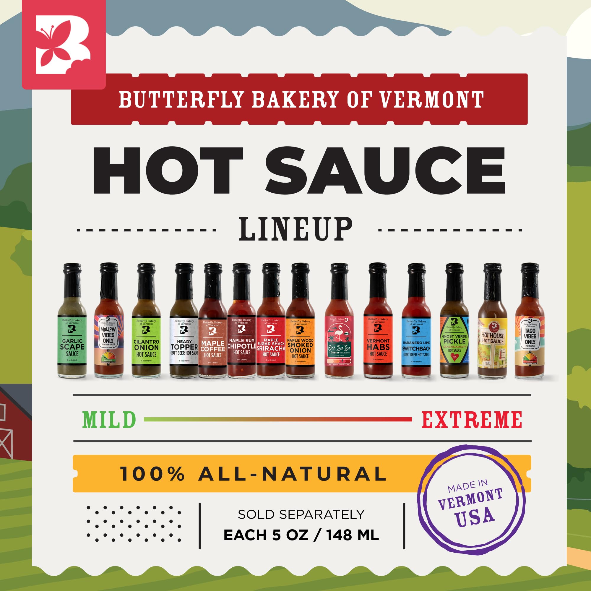 Butterfly Bakery of Vermont Ooh La La Hot Sauce, 5 fl oz