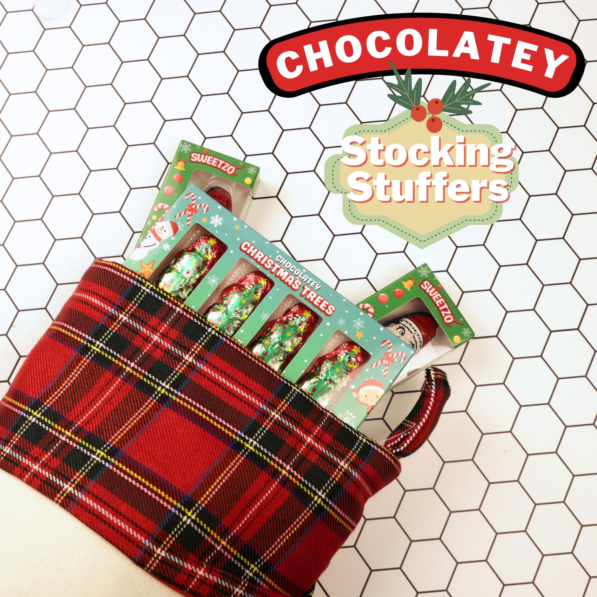 Mini Chocolatey Christmas Trees and Reindeers, Individually Wrapped Candy Gift Boxes, Perfect Stocking Stuffer Treats, 8 Pieces Inside Each (Set of 2)