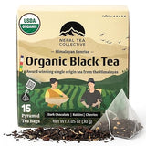 NEPAL TEA Organic Black Tea Bags from the Himalayas - 15 Pyramid Tea Bags, Single Origin from a Family Farm - Black Tea Bags with Loose Leaf Tea