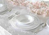 " OCCASIONS " 60 Pieces Plates Pack, Heavyweight Disposable Wedding Party Plastic Bowls (14oz Soup Bowl, White & Silver Rim)