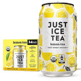 Just Ice Tea, Lemon Flavored Black Iced Tea, 24-Pack (12oz Cans), USDA Certified Organic, Real Brewed, Low Calorie, No Artificial Sweeteners, Fair