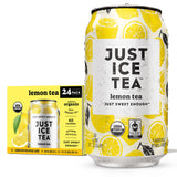 Just Ice Tea, Lemon Flavored Black Iced Tea, 24-Pack (12oz Cans), USDA Certified Organic, Real Brewed, Low Calorie, No Artificial Sweeteners, Fair