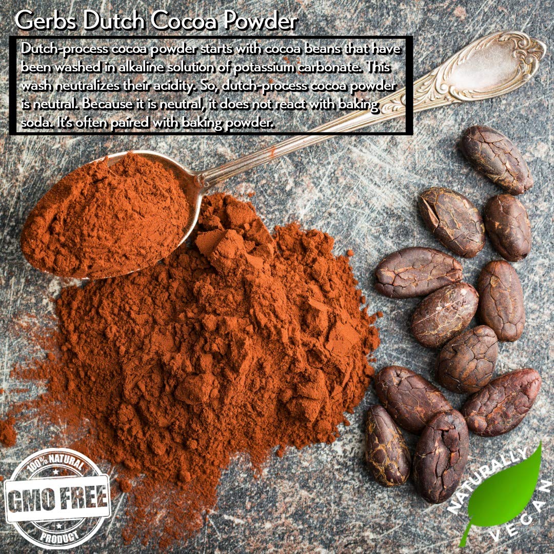 Gerbs Dutch Cocoa Powder 2 lbs. | 22-24% Cocoa Butter Fat, Resealable Bag | Rich, Smooth Dutch Process | Top 14 Allergen-Free