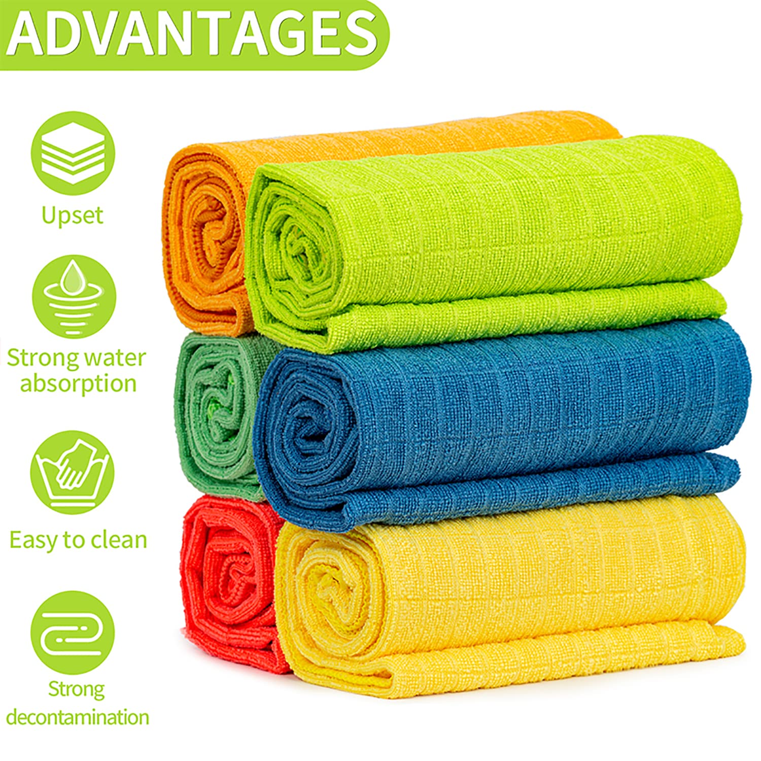 HELOMOR 6 Extra Large Microfiber Cleaning Cloths, 30"x18" Floor Towels for Squeegee Mop, Reusable Multi-Purpose Cleaning Rags for House, Kitchen, Car