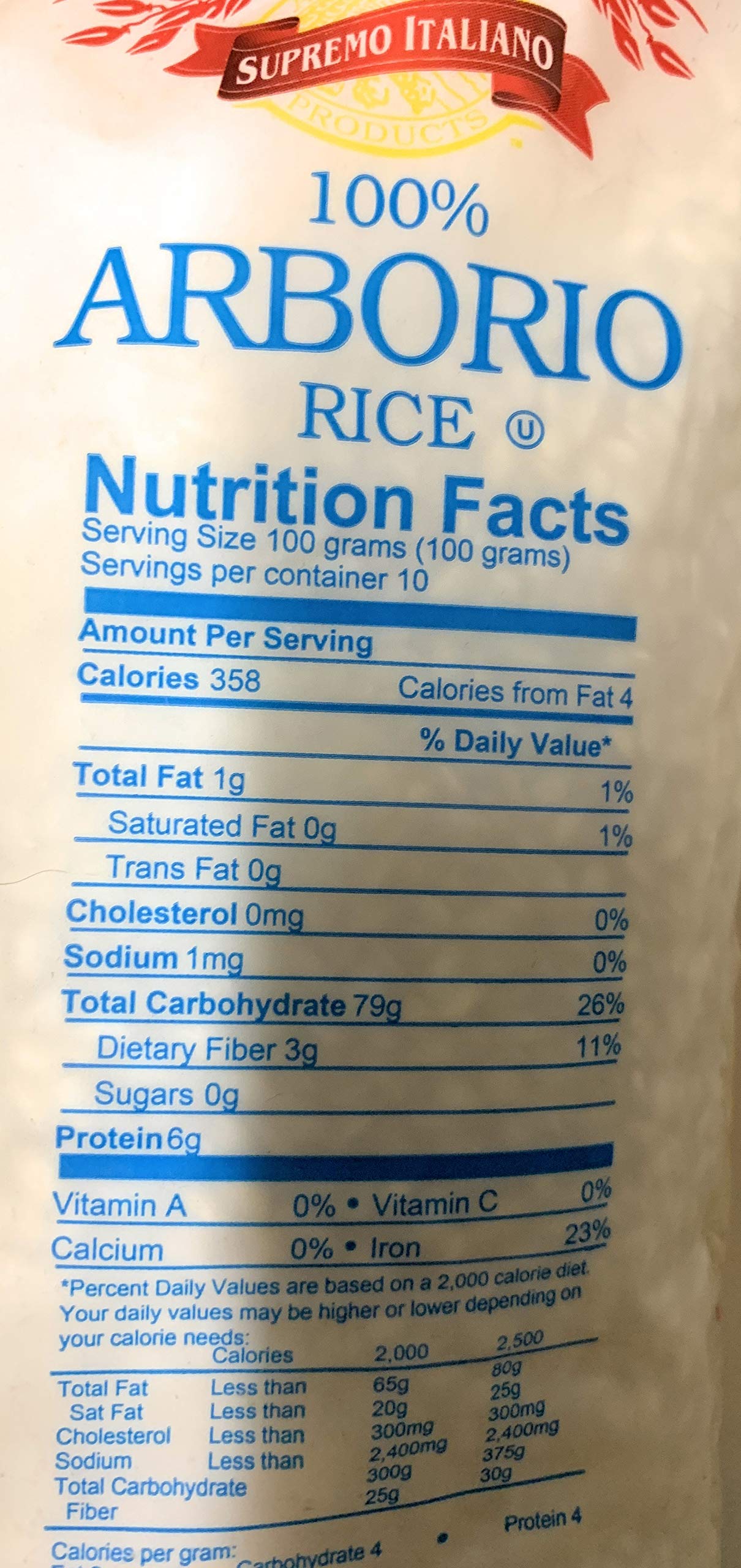 100 % Arborio Rice Supremo Italiano (11.2 lbs bag)