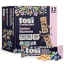 Tosi Nut Bars, Cashew Blueberry, Healthy Snacks for Adults & Kids, Plant Based Crunchy Bars (6G Protein), Organic Keto Snacks, Vegan, Gluten & Soy