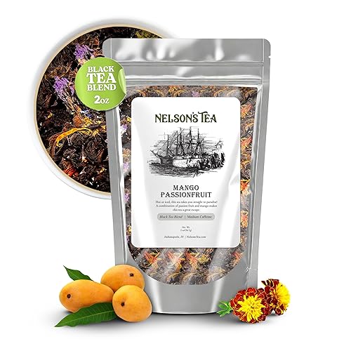 Nelson's Tea Mango Passionfruit - Black Loose Leaf Tea - Irresistable Blend of Black Tea, Dried Mango, Cornflowers, Marigold Petals, and Safflower