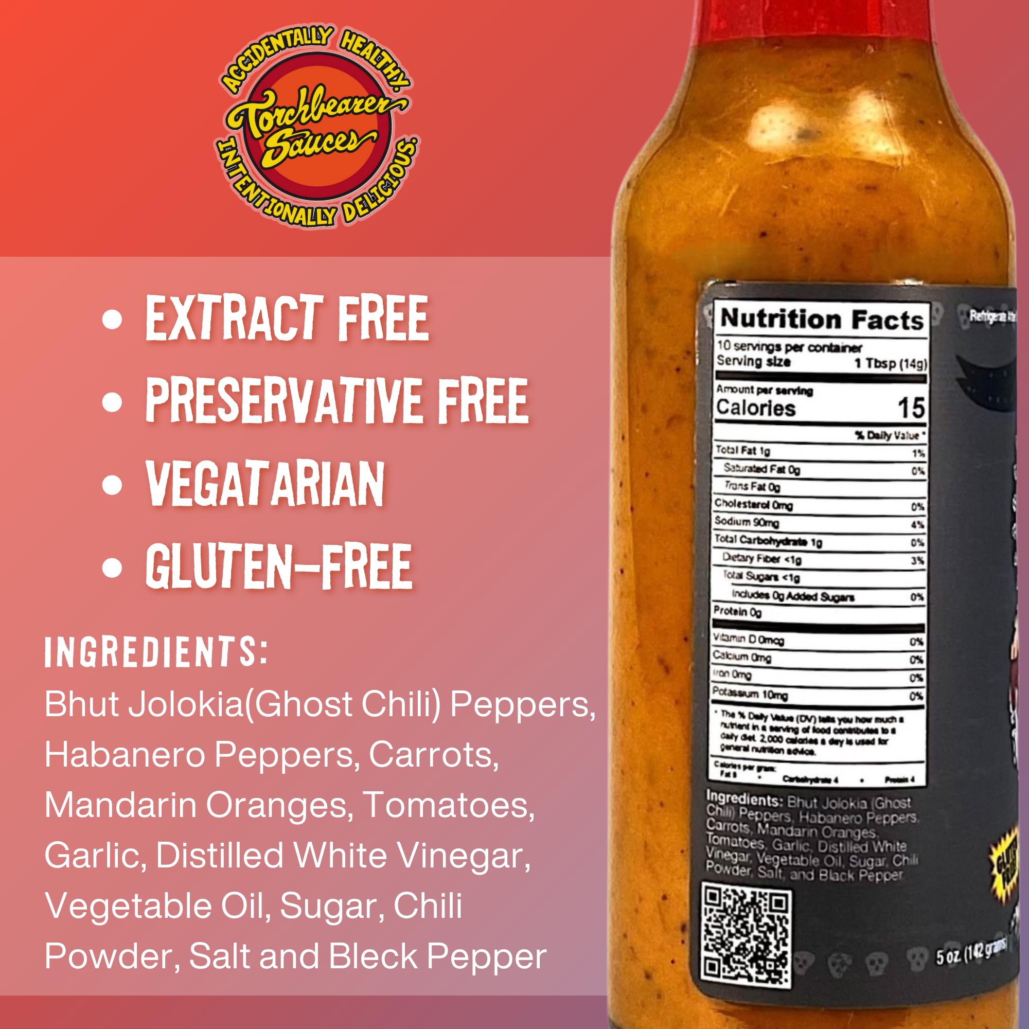 Torchbearer Sauces Zombie Apocalypse Ghost Chili Hot Sauce, 5oz (2 Pack) Ghost Pepper & Habanero Hot Sauce, Heat Level 8 - Featured on Hot Ones