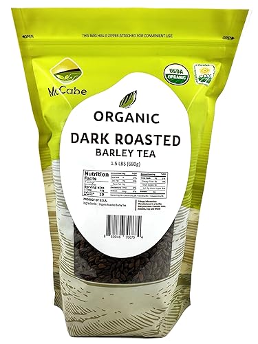McCabe Organic Dark Roasted Barley Tea - Roast Barley Tea Organic | Rich with Fiber & Minerals | USDA and CCOF Certified | Product of USA | 1.5 Lbs