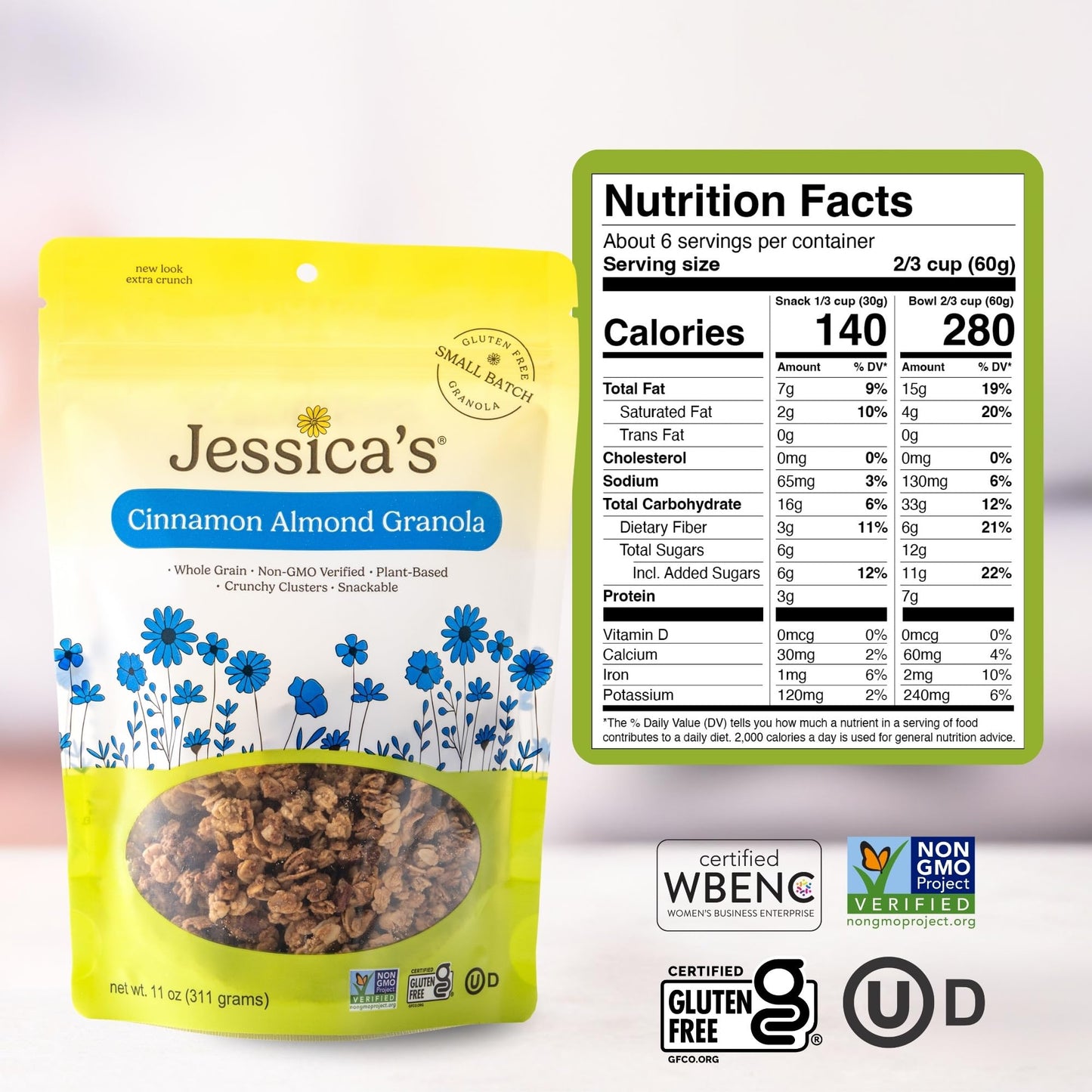 Jessica's Granola - Cinnamon Almond, Handmade, Non-GMO, Gluten-Free, Whole Grain, 11oz