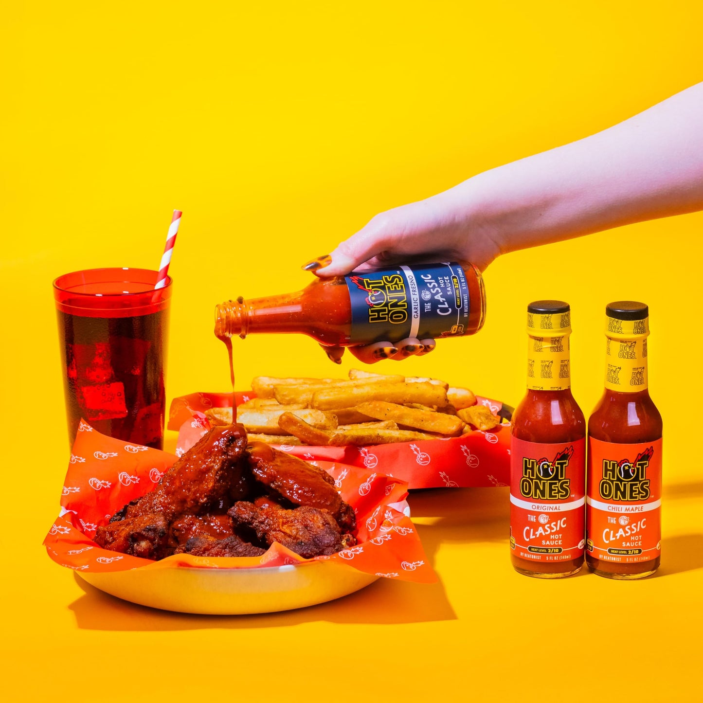 Hot Ones The Classic Trio, Hot Sauce Pack With The Classic Original, Garlic Fresno Chili & Chili Maple, Made With All Natural Ingredients, 5 fl oz