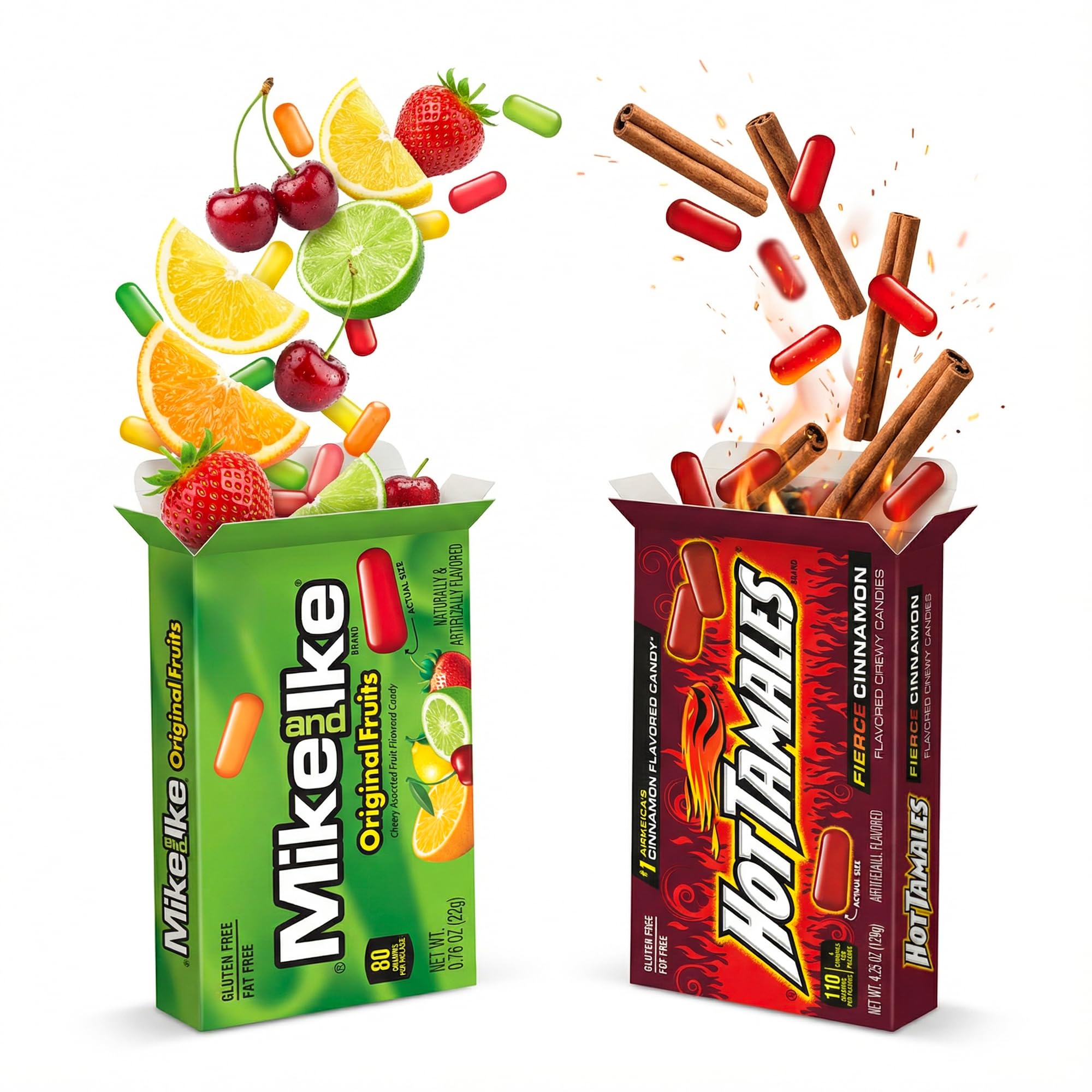 BP BUNDLE Sweet Heat Balance - 6x Original Fruits, 6x Hot Tamales | Fruity & Spicy Candy Combo | Individually Wrapped Chewy Snack Mix for Gifting