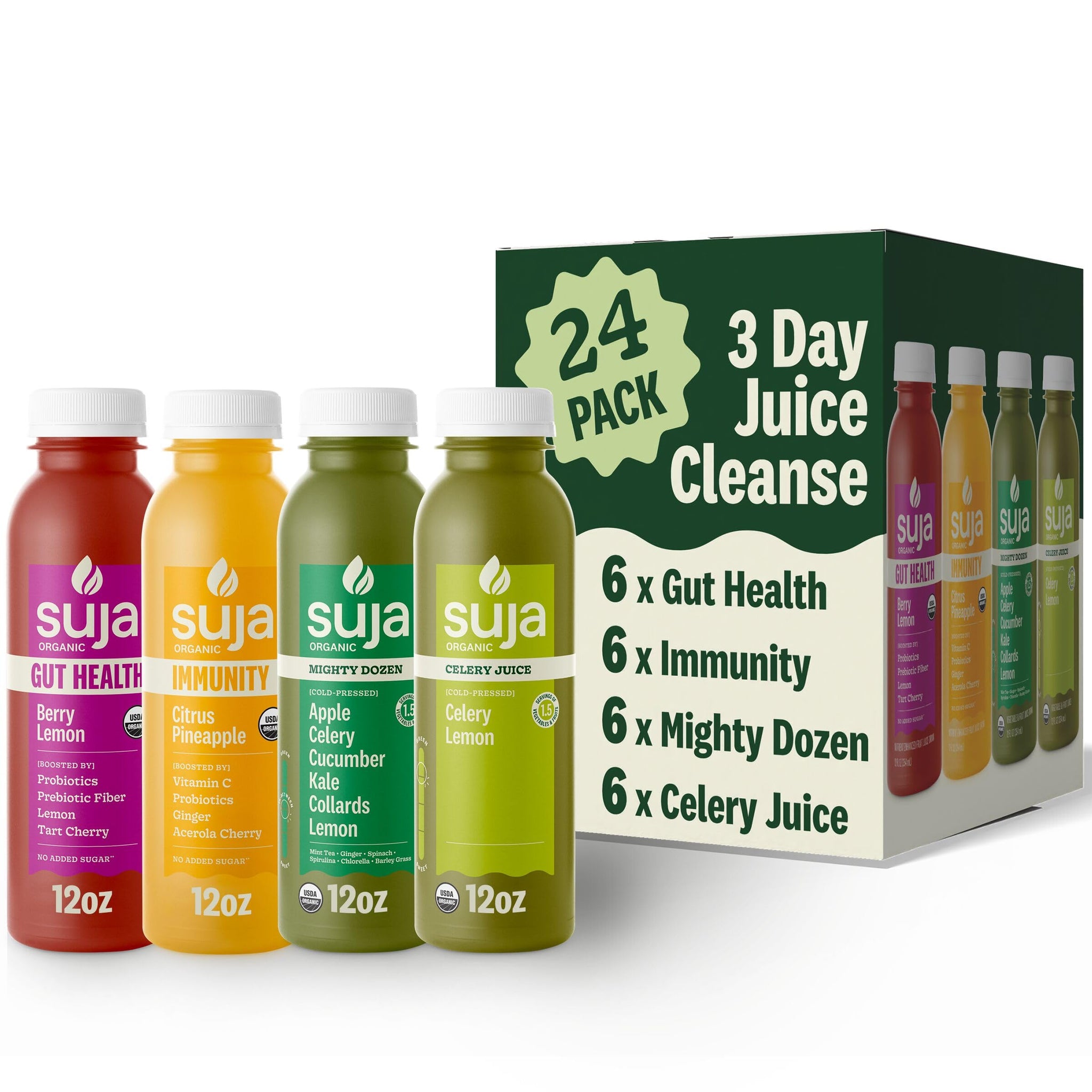 Suja 3-Day Cold-Pressed Juice Cleanse, Organic, Fresh Pressed Juice with No Added Sugar, Supports Immune & Digestive Health, Plant-Based, Gluten-Free