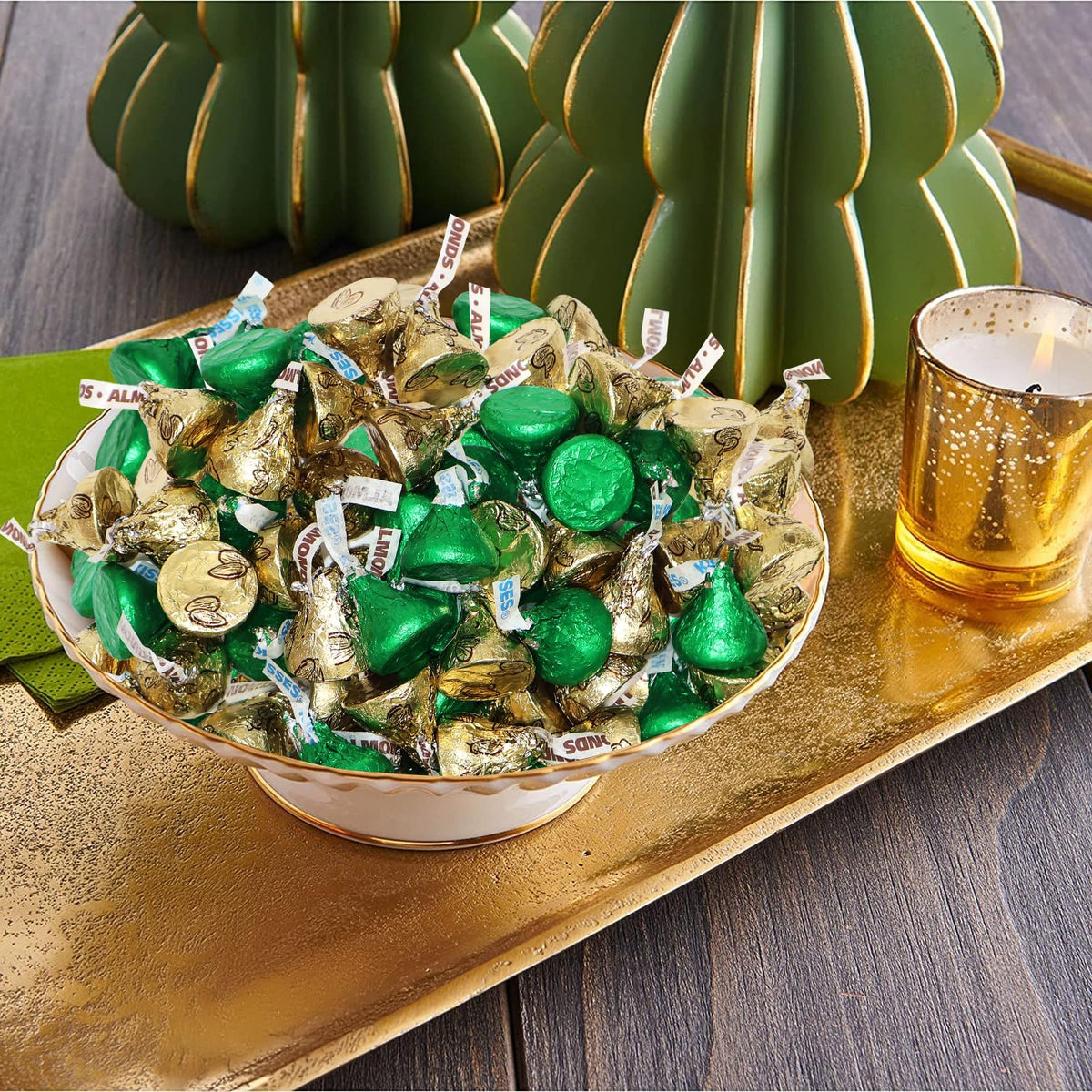 Green & Gold Foil Wrapped Milk Chocolate Candy - 1 Pound St. Patrick’s Day Bulk Chocolate Mix, Gold Almond Chocolates & Green Milk Chocolate For Party