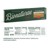 Bionaturae Spaghetti Pasta Noodles - Durum Semolina Pasta, Kosher, High Protein, Non-GMO, USDA Certified, Durum Semolina Spaghetti, Spaghetti Pasta