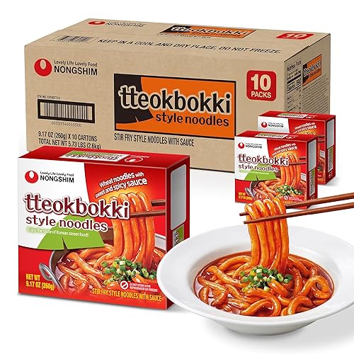 Nongshim Tteokbokki Style Noodles, Sweet and Spicy Sauce, Korean Instant Noodles, Wheat Stir Fry Style Noodles, Korean Street Food-Inspired Flavor