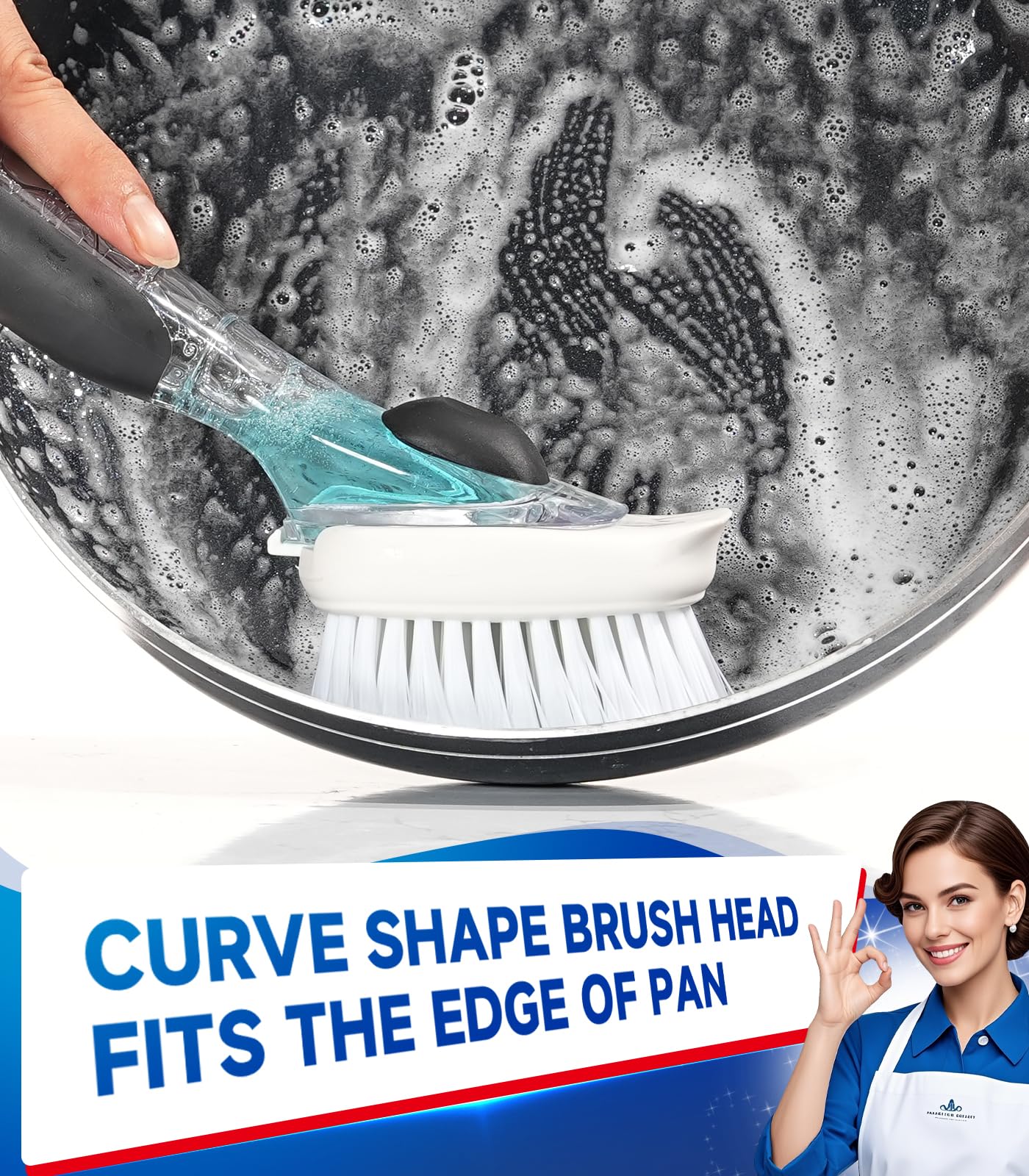 Dish Brush Refills Head for OXO - 4 Pack Dish Brush Cleaning Soap Dispensing Head Replacement for Scrubber, Kitchen Dish Brush Replacement Head