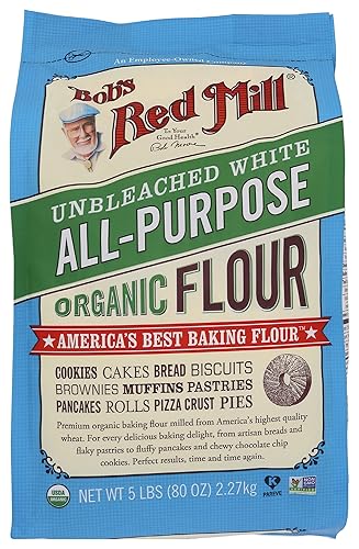 Bob's Red Mill Organic Unbleached All Purpose Flour, 5lb (Pack of 1) - Vegan, Kosher, Unbromated, Unenriched